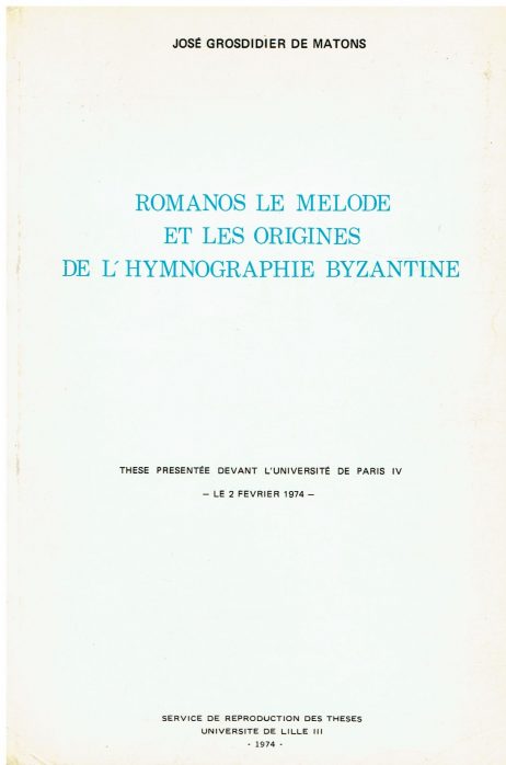 Romanos le melode et les origines de l'hymnographie byzantine