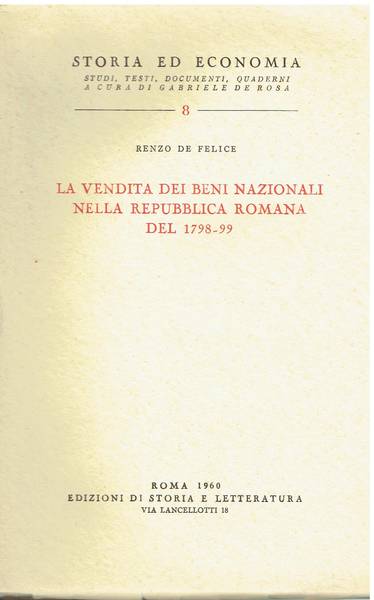 La vendita dei beni nazionali nella repubblica romana del 1798-99